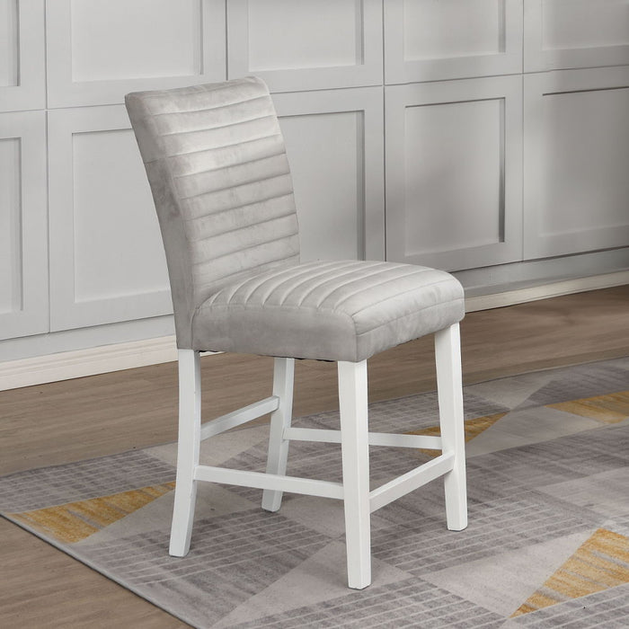 Elizaveta - Counter Height Chair Set of 2) - Gray Velvet &White High Gloss
