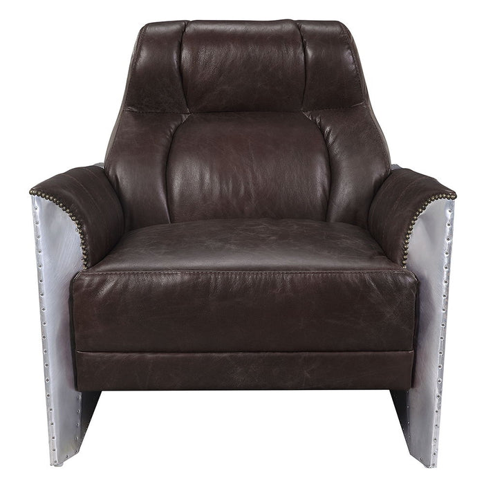 Brancaster - Accent Chair - Espresso Top Grain Leather & Aluminum
