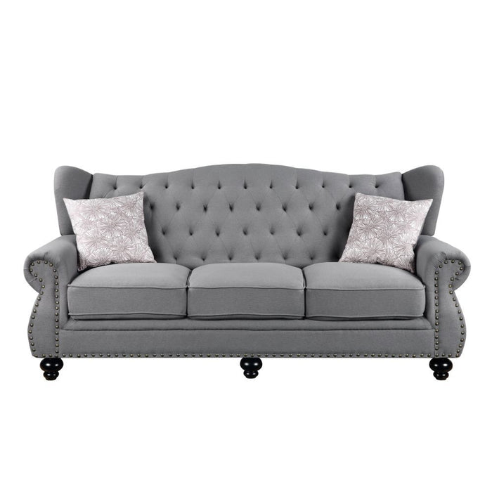 Hannes - Sofa With 2 Pillows - Gray Fabric