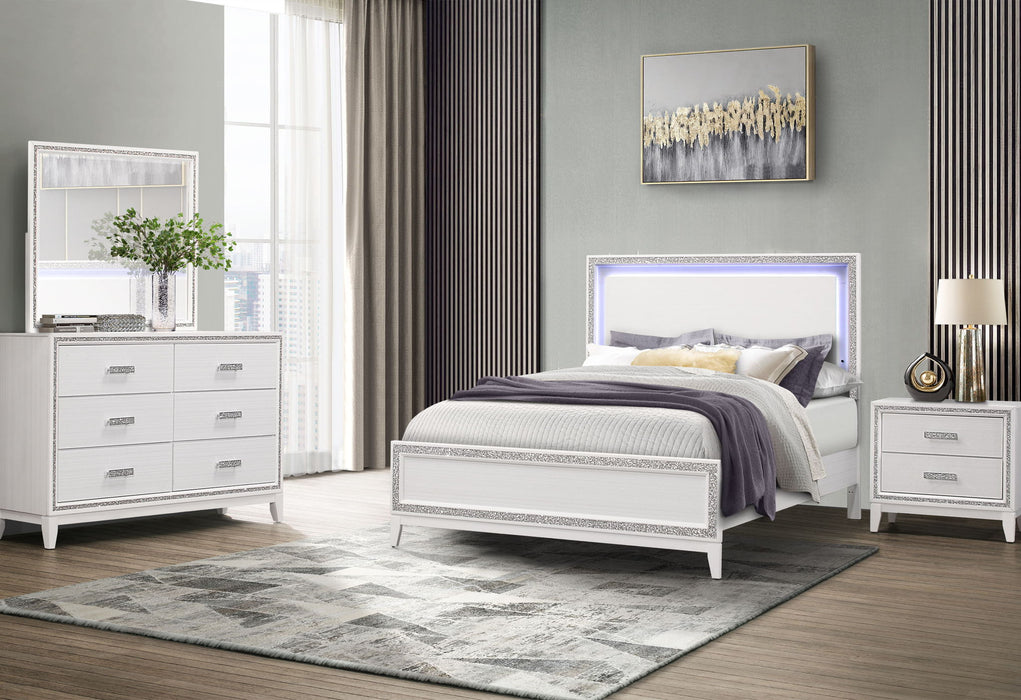 Lily - 5 Piece King Bedroom Set (Bed, Dresser, Mirror, 2 Nightstands) - White