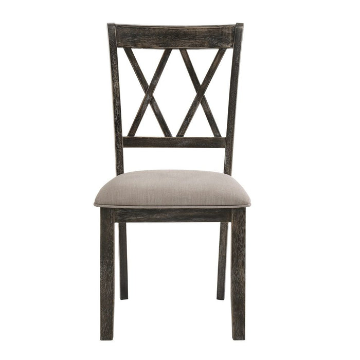 Claudia II - Side Chair Set of 2) - Beige Fabric & Weathered Gray