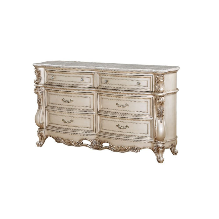 Gorsedd - Dresser With Marble Top - Marble Top & Golden Ivory The Furniture Company - GA Gorsedd - Dresser With Marble Top - Marble Top & Golden Ivory The Furniture Company - GA