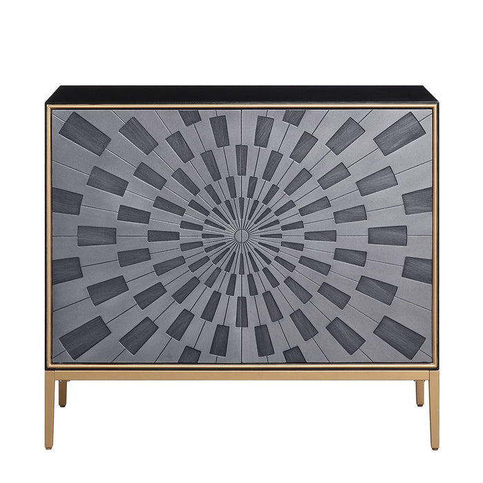 Quilla - Console Cabinet - Black, Gray & Brass