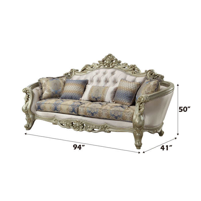 Gorsedd - Sofa With 5 Pillows - Fabric & Golden Ivory