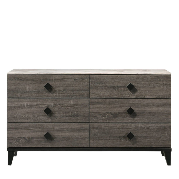 Avantika - Dresser - Faux Marble Top & Rustic Gray Oak