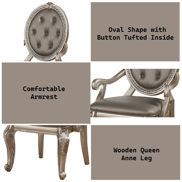 Northville - Arm Chair (Set of 2) - Synthetic Leather & Antique Silver