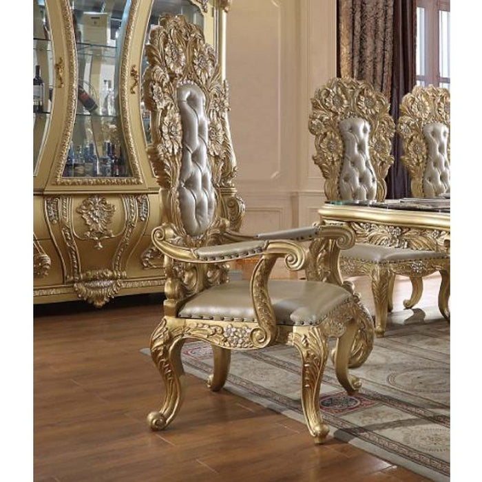 Cabriole - Arm Chair Set of 2) - Light Gold Synthetic Leather & Gold