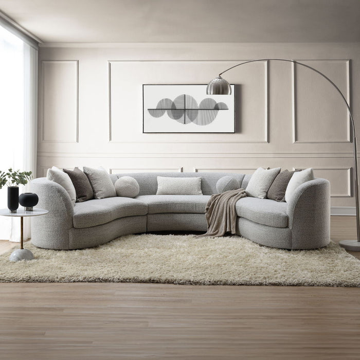 Ivria - Sectional Sofa With 9 Pillows - Gray Boucle