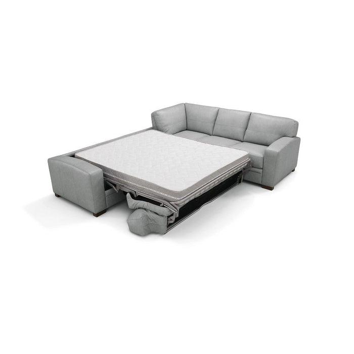 Goma - Sectional Sofa With Sleeper - Light Gray Top Grain Leather