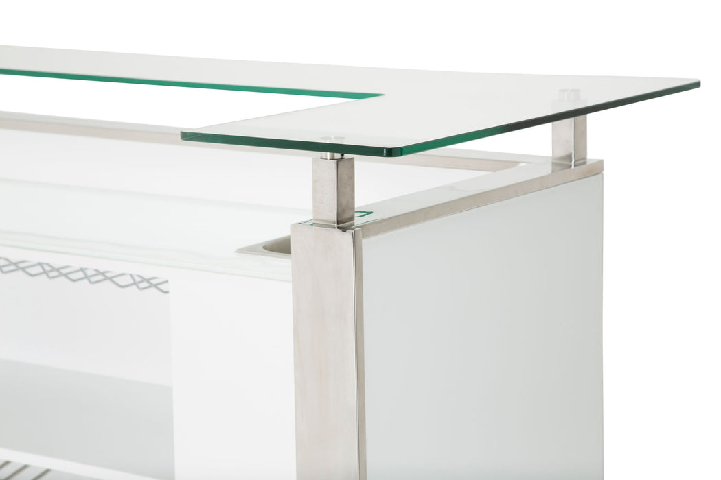State St. - Bar With Glass Top - Glossy White