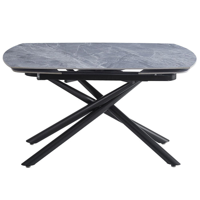 Hester - Ceramic Top Dining Table - Gray & Black