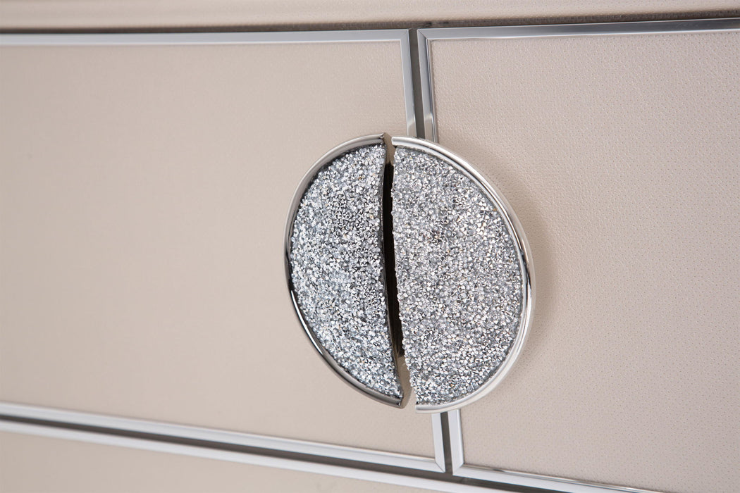 Glimmering Heights - Upholstered 5 Drawer Chest - Ivory