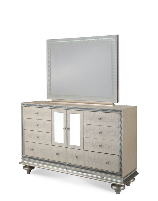 Hollywood Swank - Upholstered Dresser - Crystal Croc