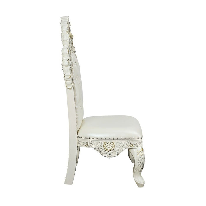 Adara - Side Chair Set of 2) - Pearl White Synthetic Leather & Antique White