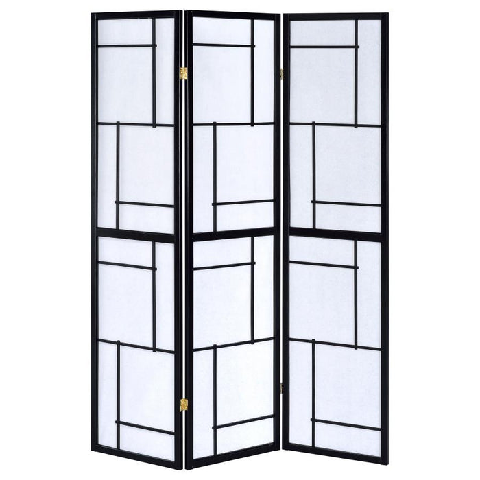 Damis - 3-Panel Room Divider Folding Shoji Screen - Black