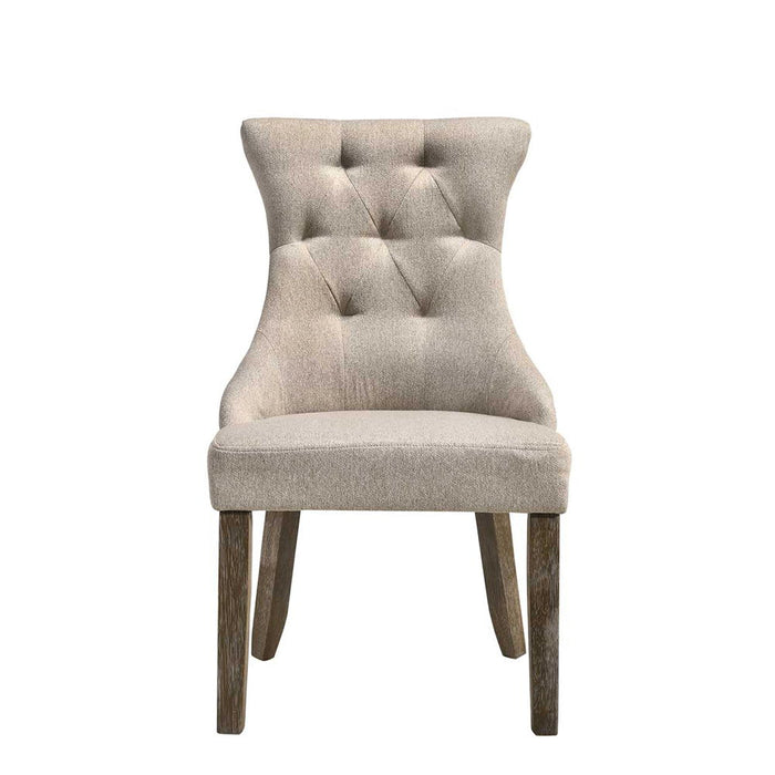 Gabrian - Side Chair Set of 2) - Two-Tone Beige Fabric & Reclaimed Gray