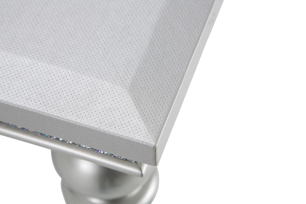 Melrose Plaza - Upholstered Dining Table With Glass Insert - Dove