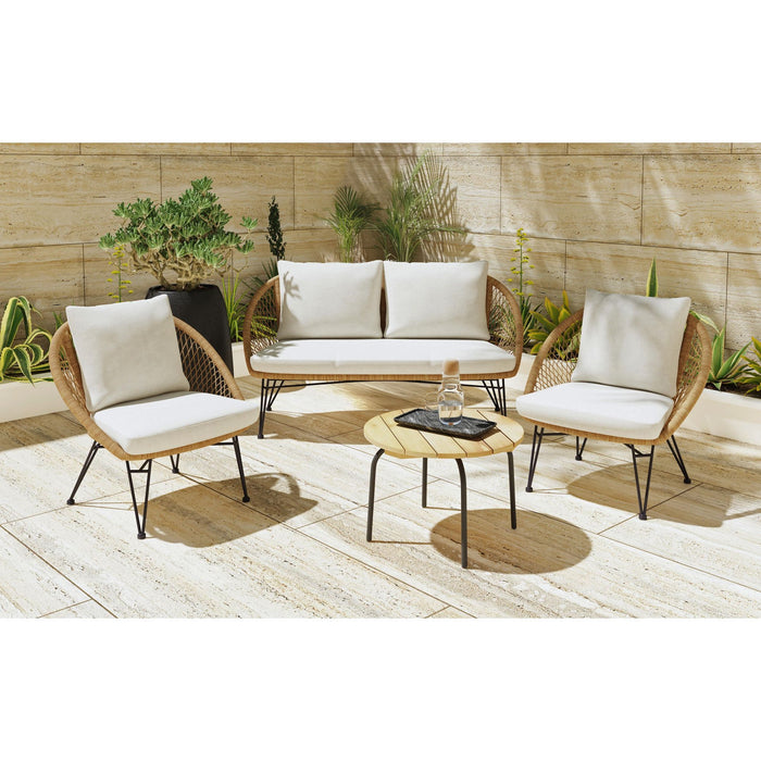 Grace - 4 Piece Outdoor Seating Set - Beige / Natural