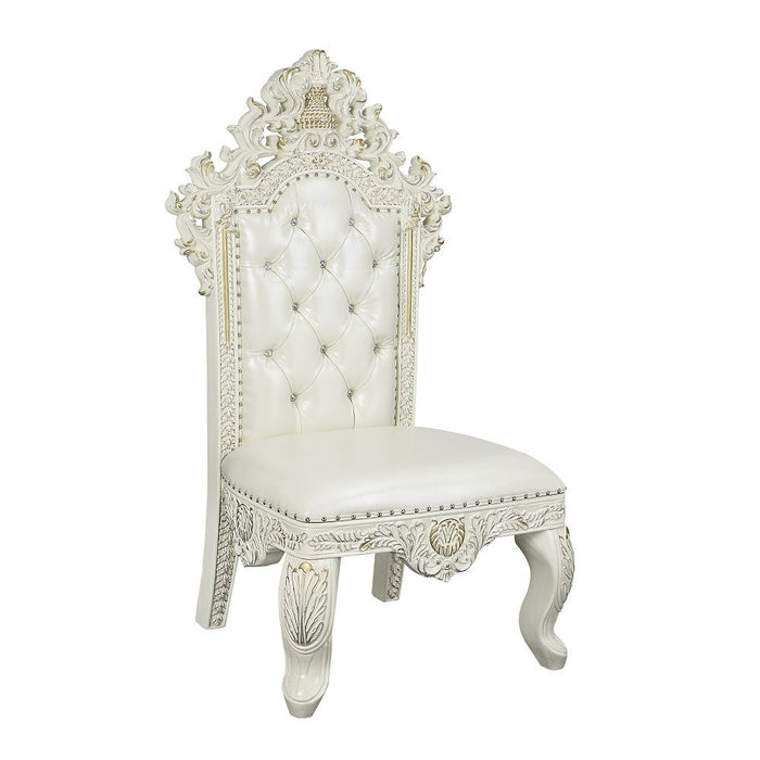 Adara - Side Chair Set of 2) - Pearl White Synthetic Leather & Antique White
