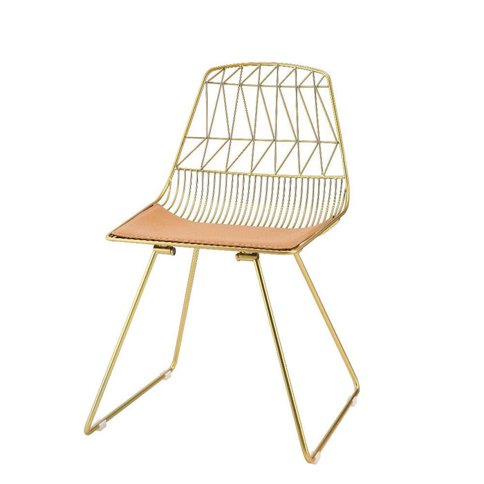 Fantasia - Side Chair Set of 2) - Whiskey Synthetic Leather & Gold