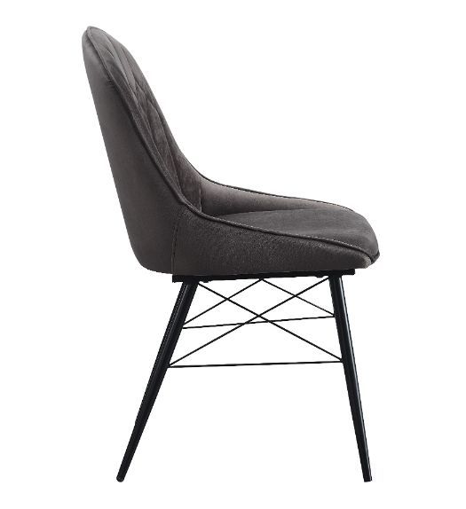 Abraham - Side Chair Set of 2) - Dark Gray Fabric & Black