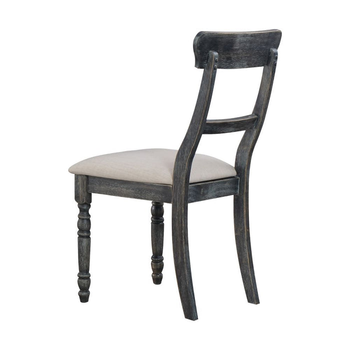 Leventis - Side Chair Set of 2) - Light Brown Linen & Weathered Gray
