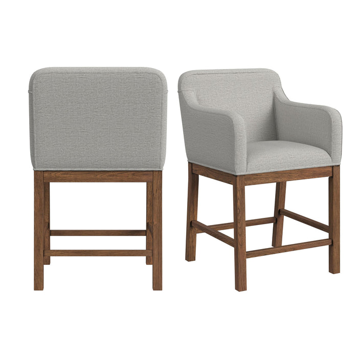 Glinda - Upholstered Fabric Counter Chair (Set of 2) - Brown / Light Gray