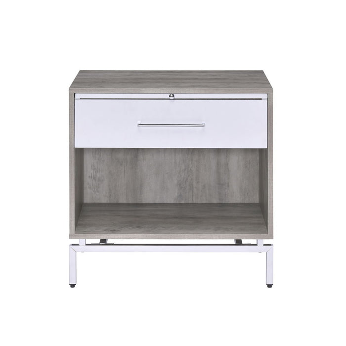 Cistus - Accent Table - Weathered Gray Oak & White
