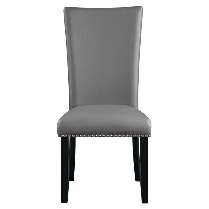 Caralin - Side Chair Set of 2) - Gray Synthetic Leather & Black