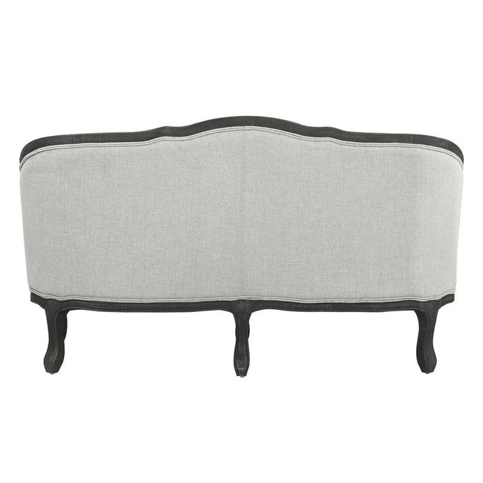 Samael - Loveseat With 2 Pillows - Gray Linen & Dark Brown