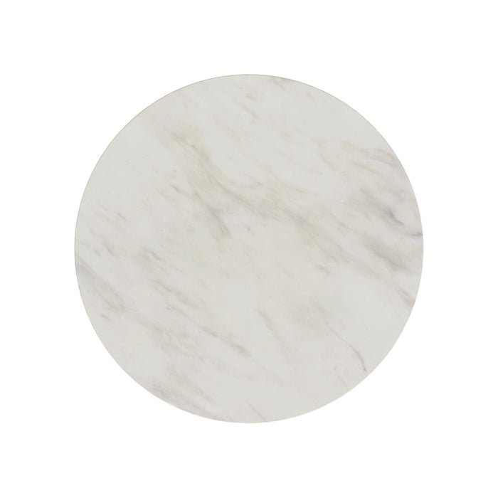 Sylvie - Round Dining Table (Top With Faux Marble And Base) - Dark Brown / White