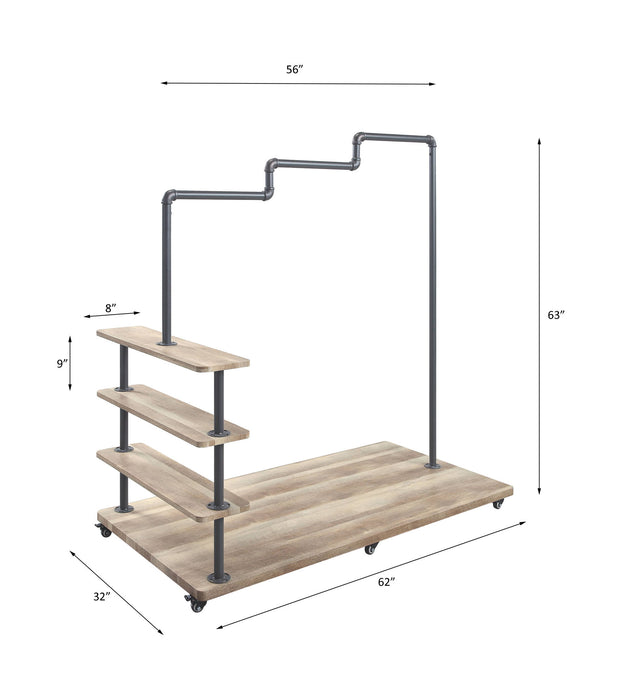 Brantley - 63" Hanger Rack - Oak & Sandy Gray