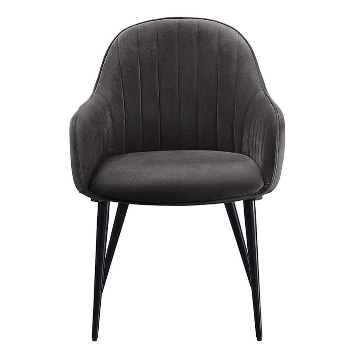 Caspian - Side Chair (Set of 2) - Dark Gray Fabric & Black