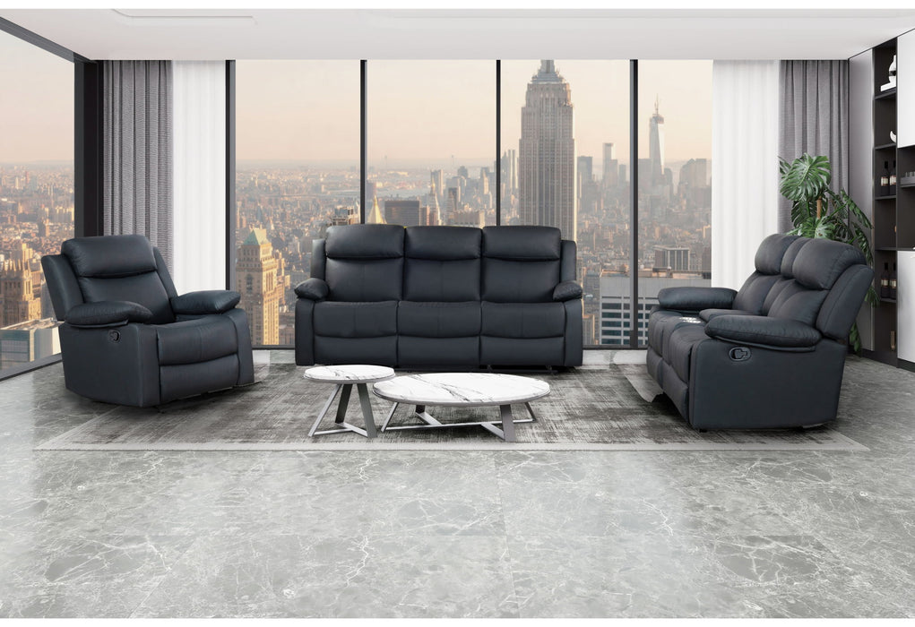 U6026 - 3 Piece Living Room Set (Reclining Sofa, Console Reclining Loveseat, Glider Recliner) - Black