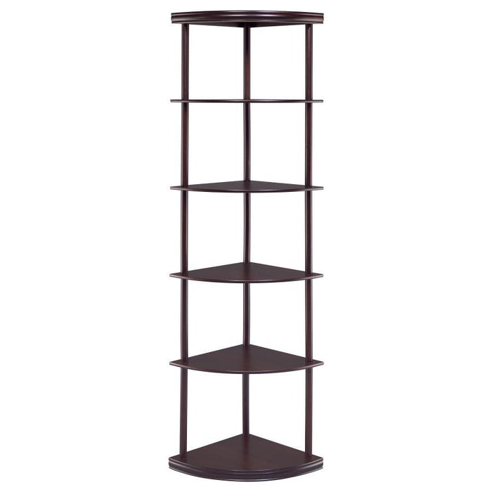 Bonwick - Wood 5-Shelf Corner Bookshelf - Cappuccino