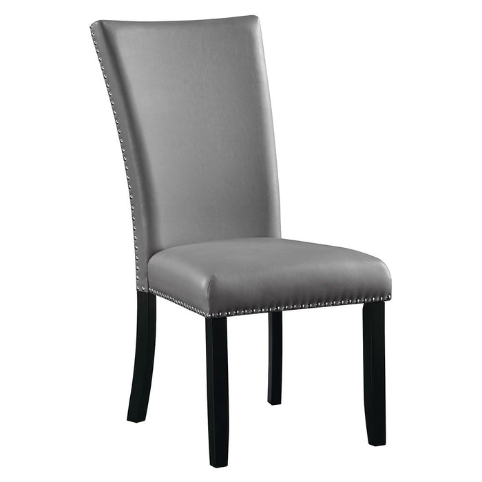 Caralin - Side Chair Set of 2) - Gray Synthetic Leather & Black