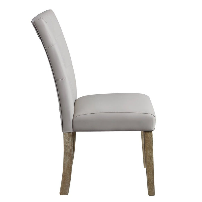 Charnell - Side Chair (Set of 2) - Gray Synthetic Leather & Oak