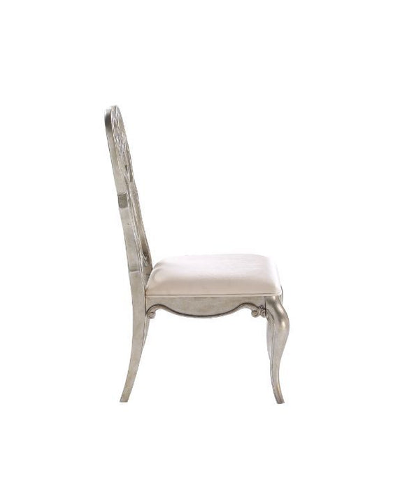 Esteban - Side Chair Set of 2) - Ivory Velvet & Antique Champagne