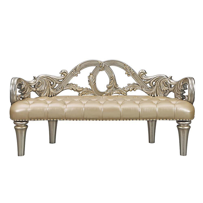 Danae - Bench - Champagne Synthetic Leather & Gold