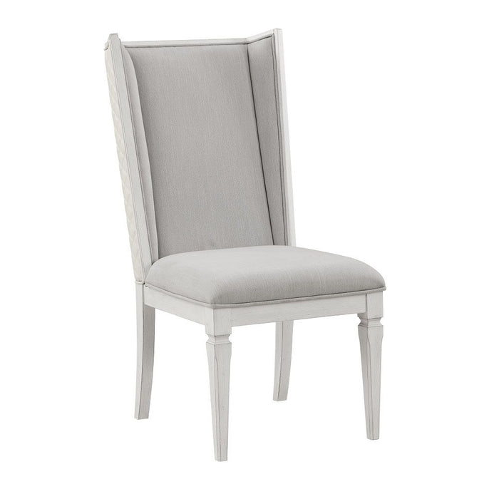 Katia - Hostess Chair Set of 2) - Light Gray Linen & Weathered White