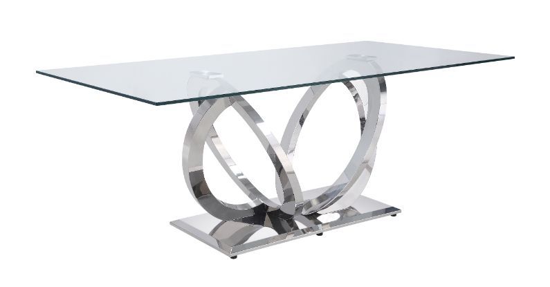 Finley - Dining Table - Clear Glass Top & Mirrored Silver