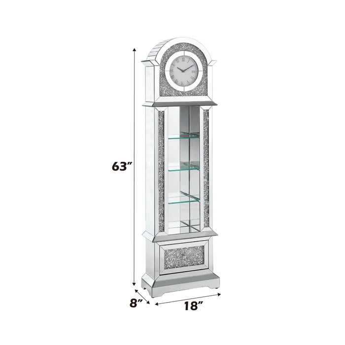 Noralie - Grandfather Clock With LED - Mirrored & Faux Diamonds