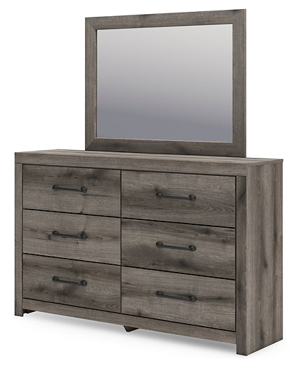 Graystorm Twin Panel Bed with Storage with Mirrored Dresser and Nightstand