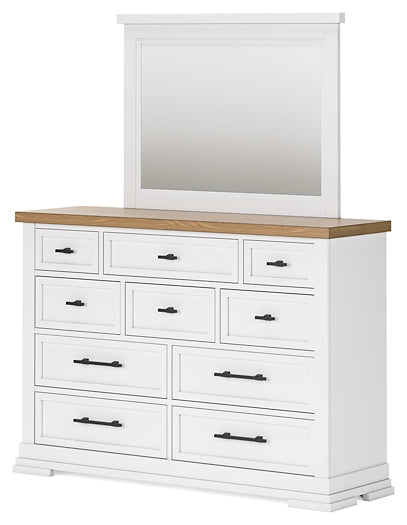Ashbryn King Panel Storage Bed with Mirrored Dresser