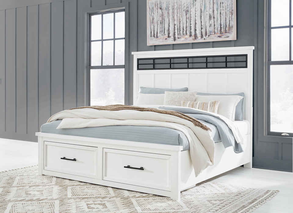Ashbryn King Panel Storage Bed with Mirrored Dresser
