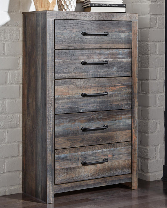 Drystan Full Bookcase Bed with 2 Storage Drawers, Dresser, Mirror, Chest and Nightstand