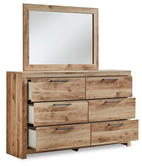Hyanna King Panel Storage Bed with 2 Under Bed Storage Drawers, Dresser, Mirror and Nightstand