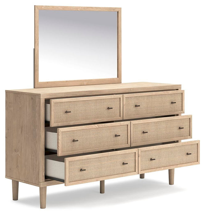 Cielden Queen Panel Bed with Mirrored Dresser