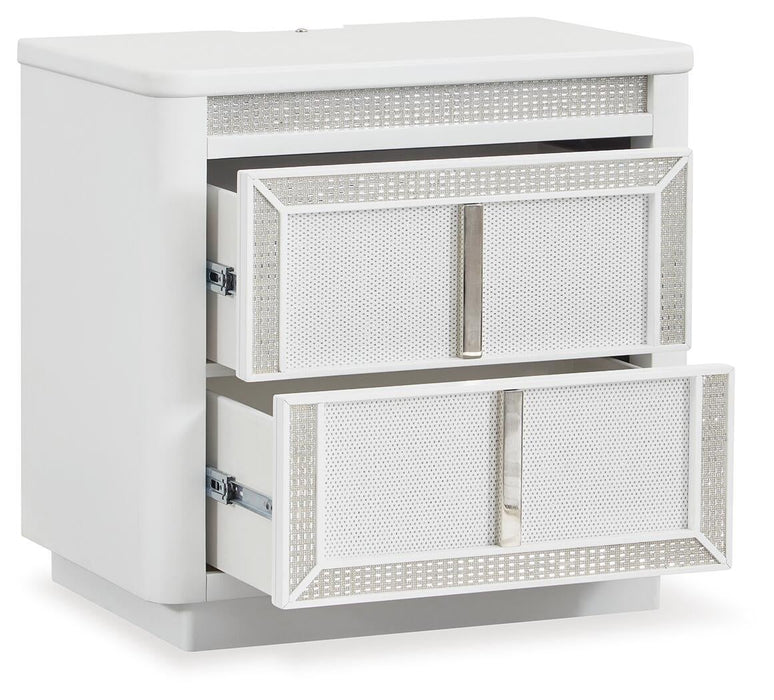 Chalanna Queen Upholstered Storage Bed, Dresser, Mirror, Chest and Nightstand