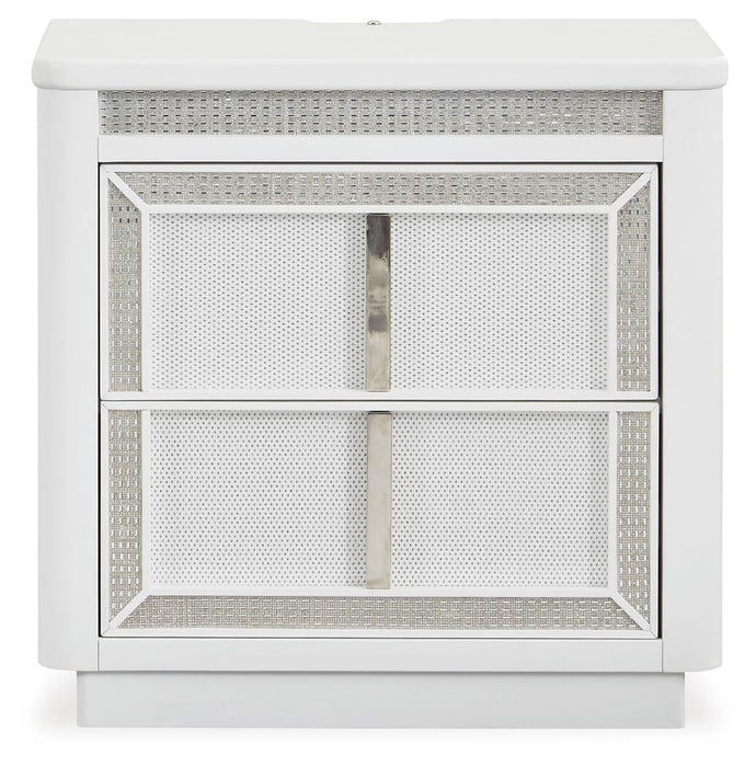 Chalanna California King Upholstered Storage Bed, Dresser, Mirror, Chest and Nightstand